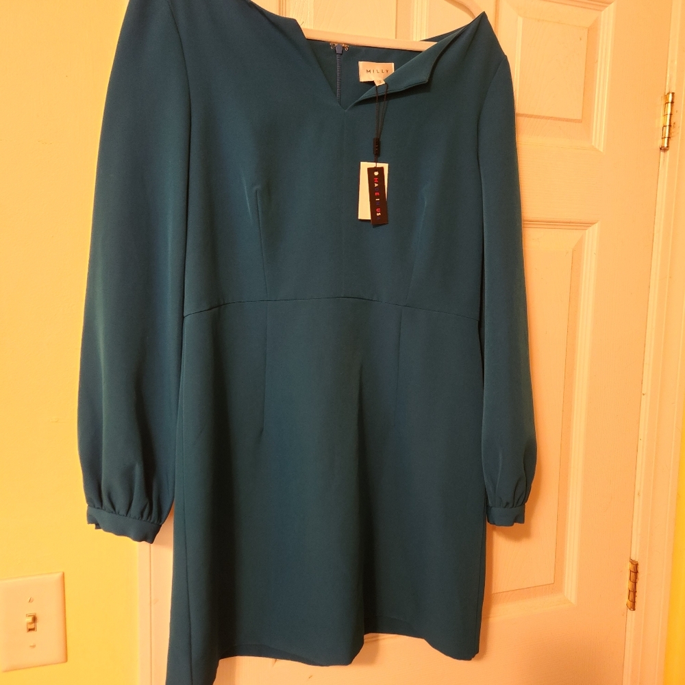 Long sleeve blue dress milly brand size 14
